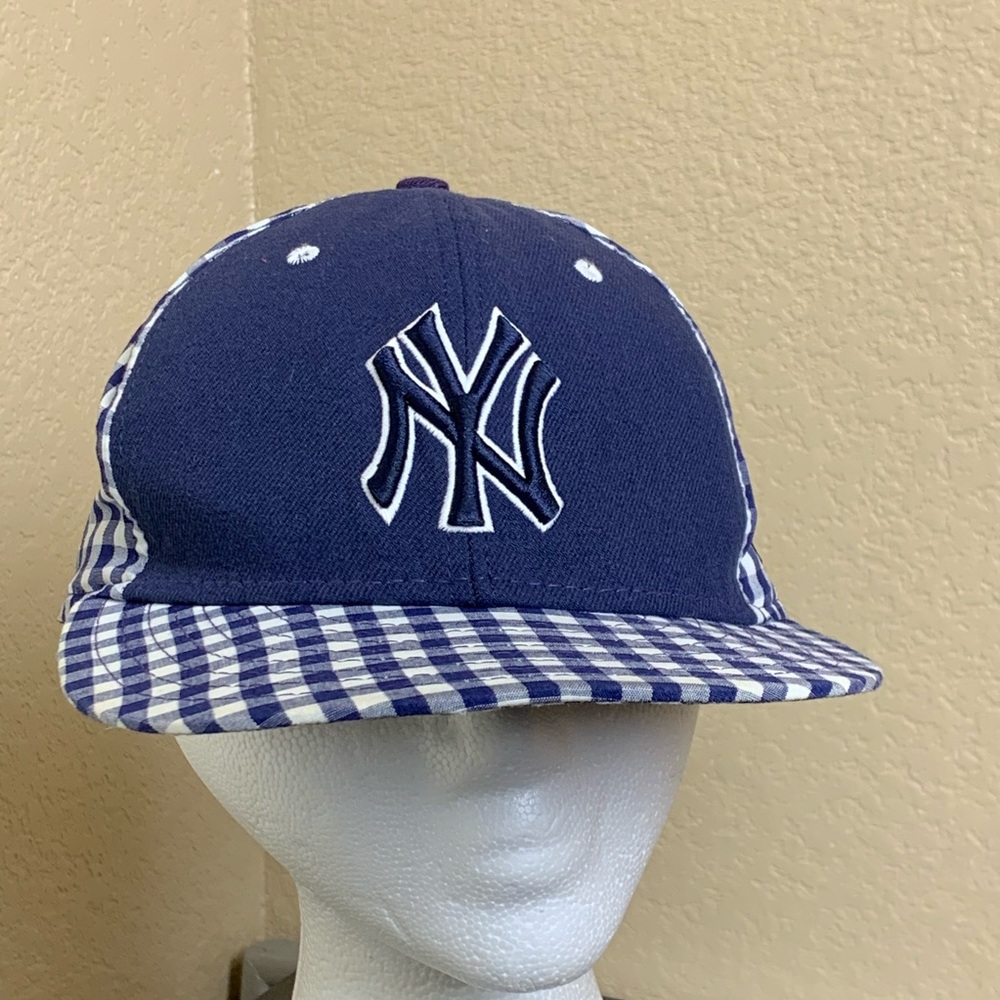 New Era NY Yankees Hat Navy/Checkered 7-3/8